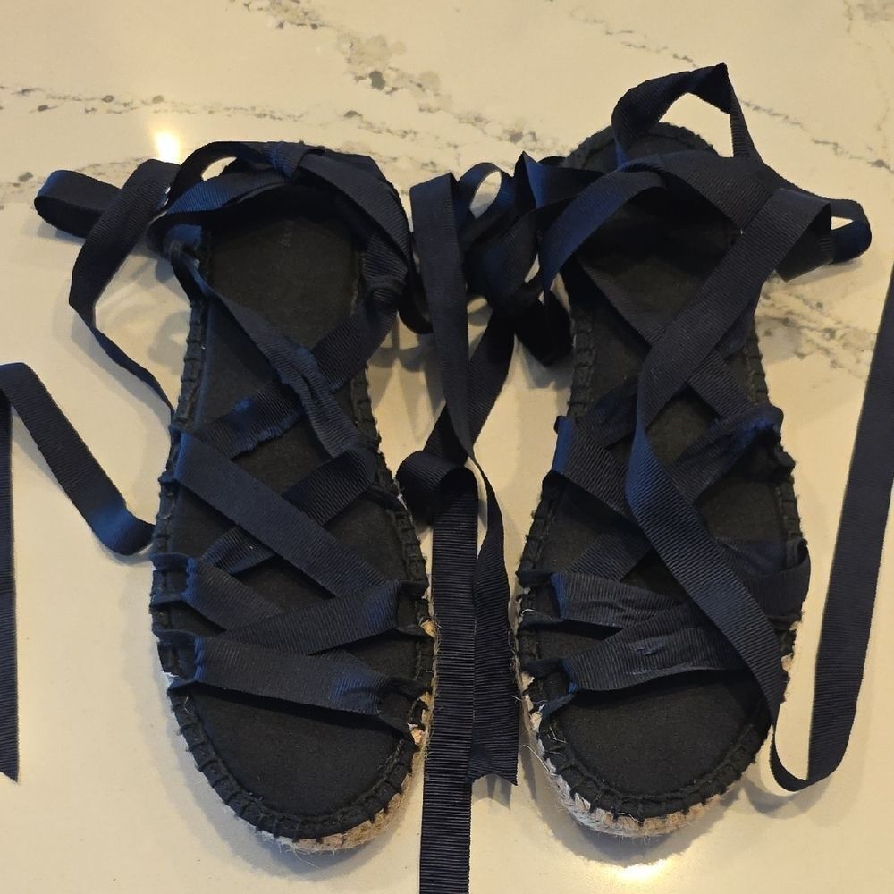 Espadrilles With Ribbons Navy - Picture 4 of 9
